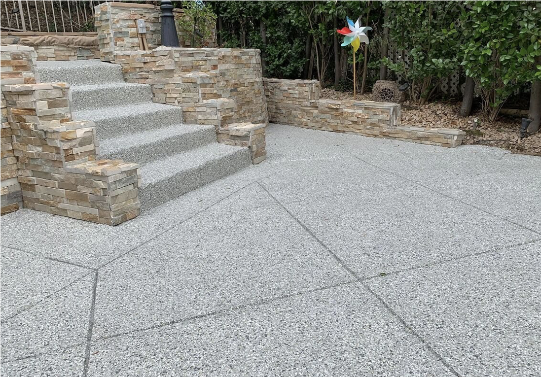 Exposed aggregate patio & steps — Markham, ON